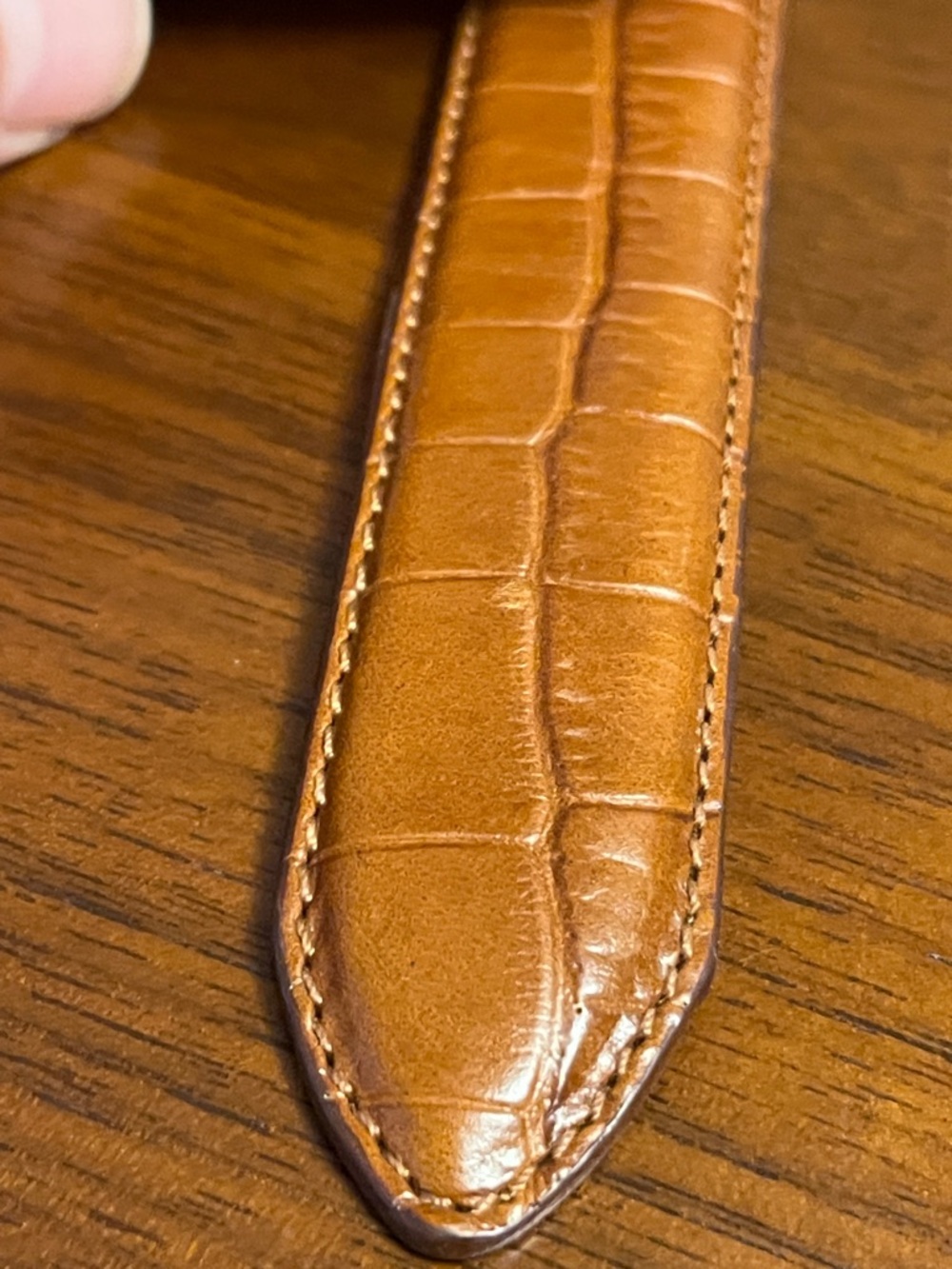 Lauren Ralph Lauren Tan Croc-Embossed Leather Belt with Gold-Tone Buckle, 38 in - Picture 16 of 16